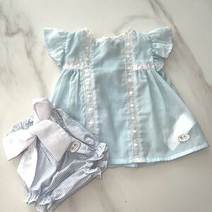 Elegant Blue and White Formal Dress with Lace Details